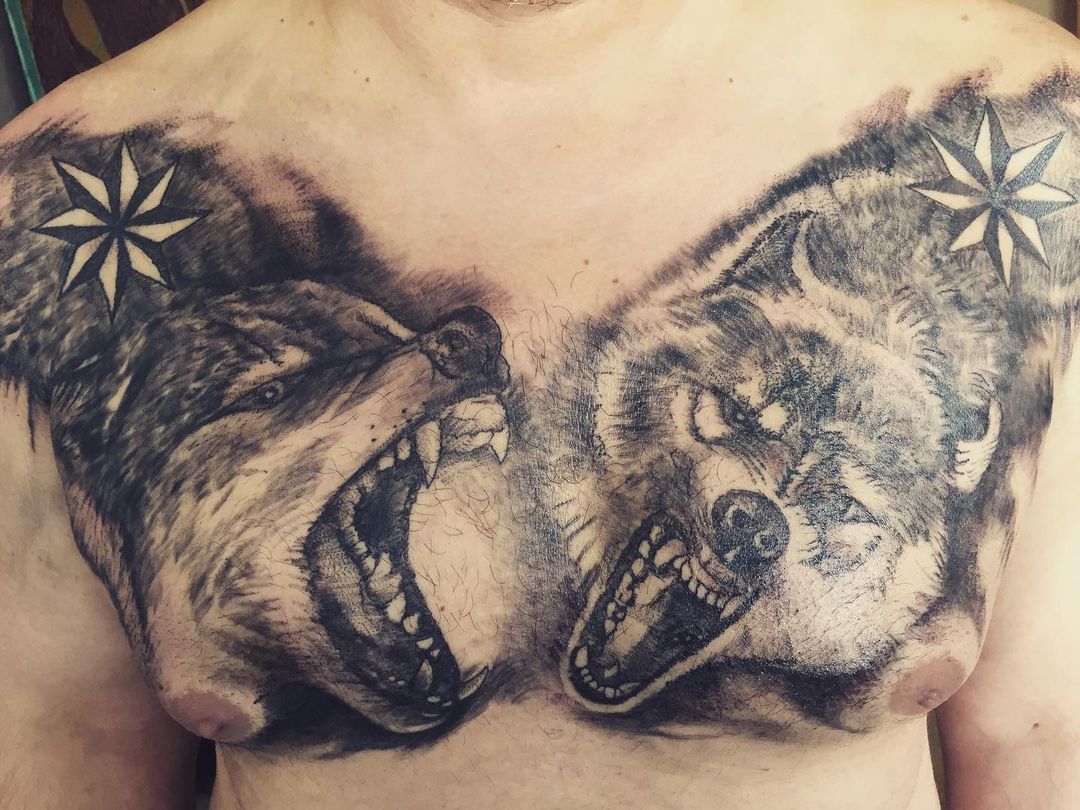 Татуировка волка на груди: виды и значение. Тату «оскал волка»